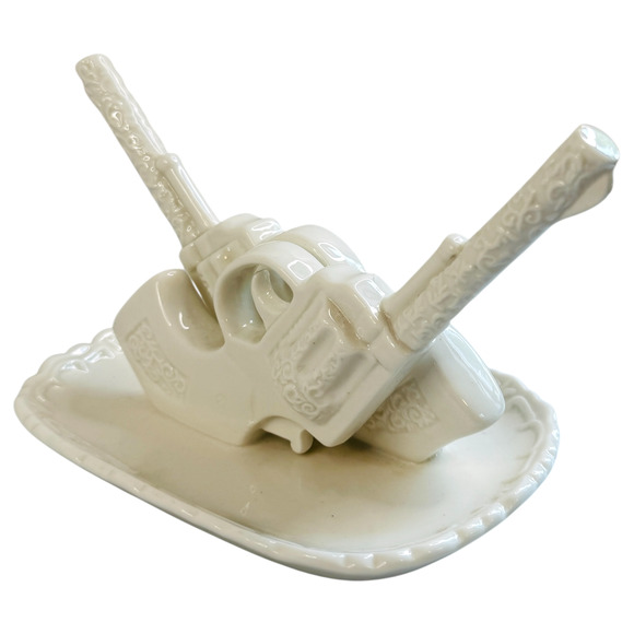 Ceramic Sculpture Jewelry Holder Double Revolver Trinket Dish IMM Living Duello - Picture 2 of 14